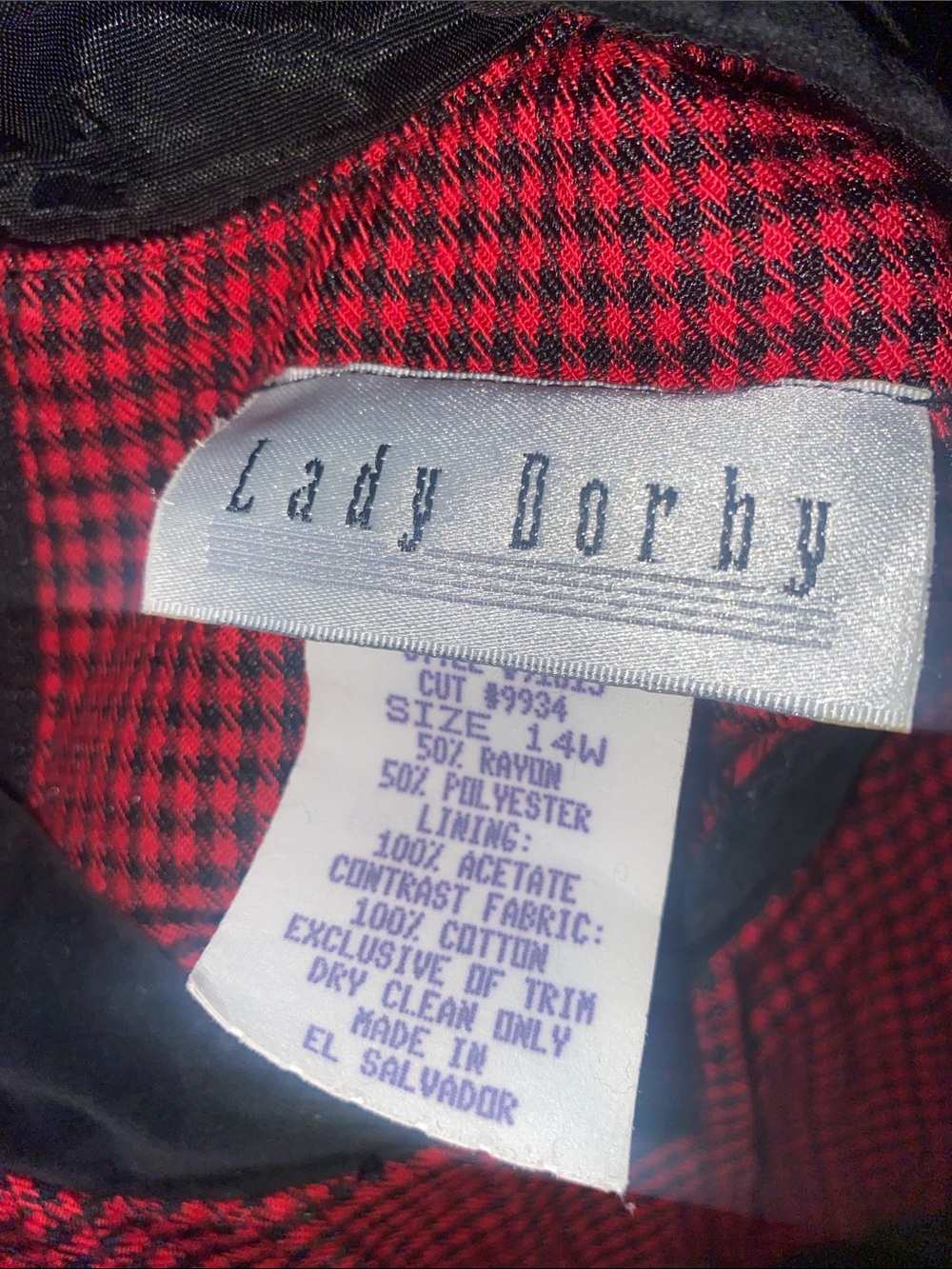 Vintage Lady Dorby Red and Black Houndstooth Trousers Dress Size 14W - Picture 4 of 7